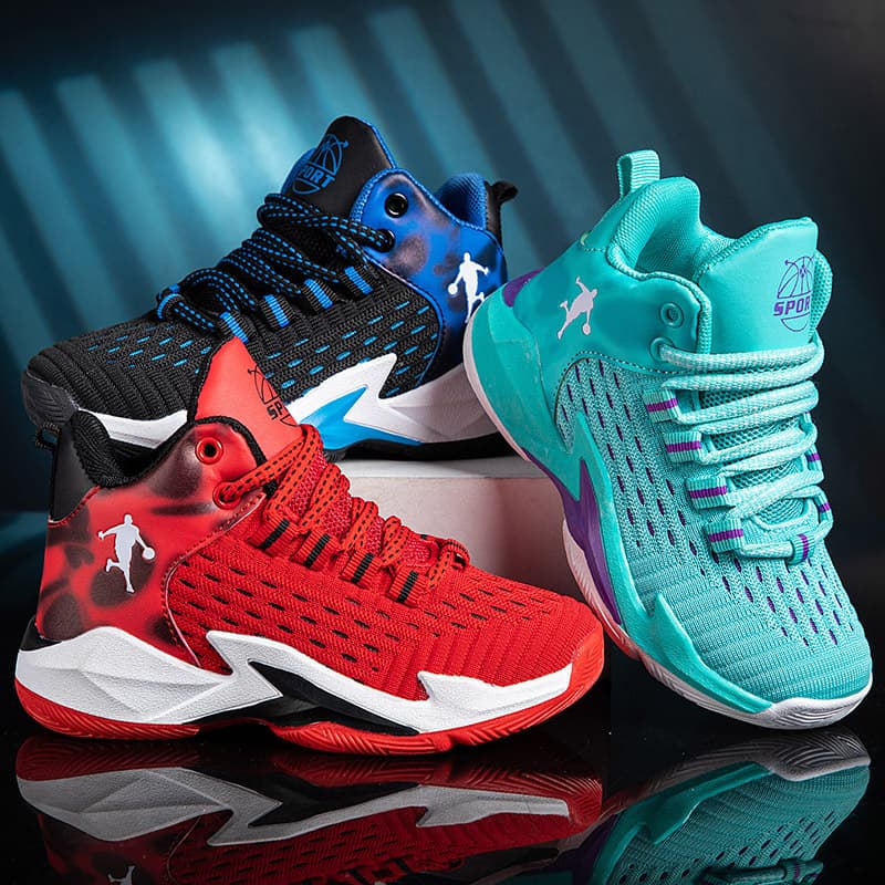 Children's Basketball Shoes High-Top Spring and Summer New Style Boys' Sports Shoes Mesh Breathable for Middle and Older Boys