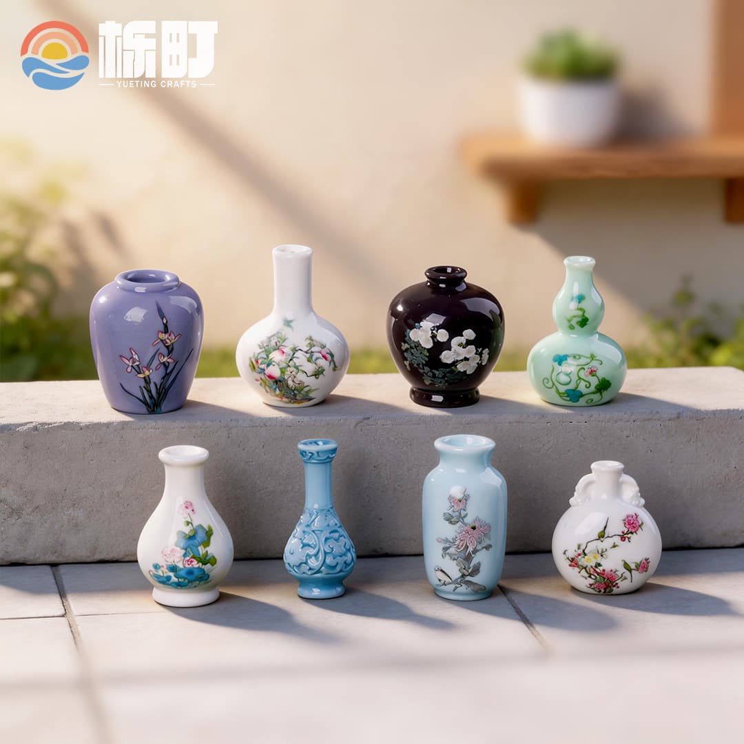 Miniature Resin Creative Simulated Vase Porcelain Bottle Vintage Small Ornament High-End Niche DIY Decorative Piece