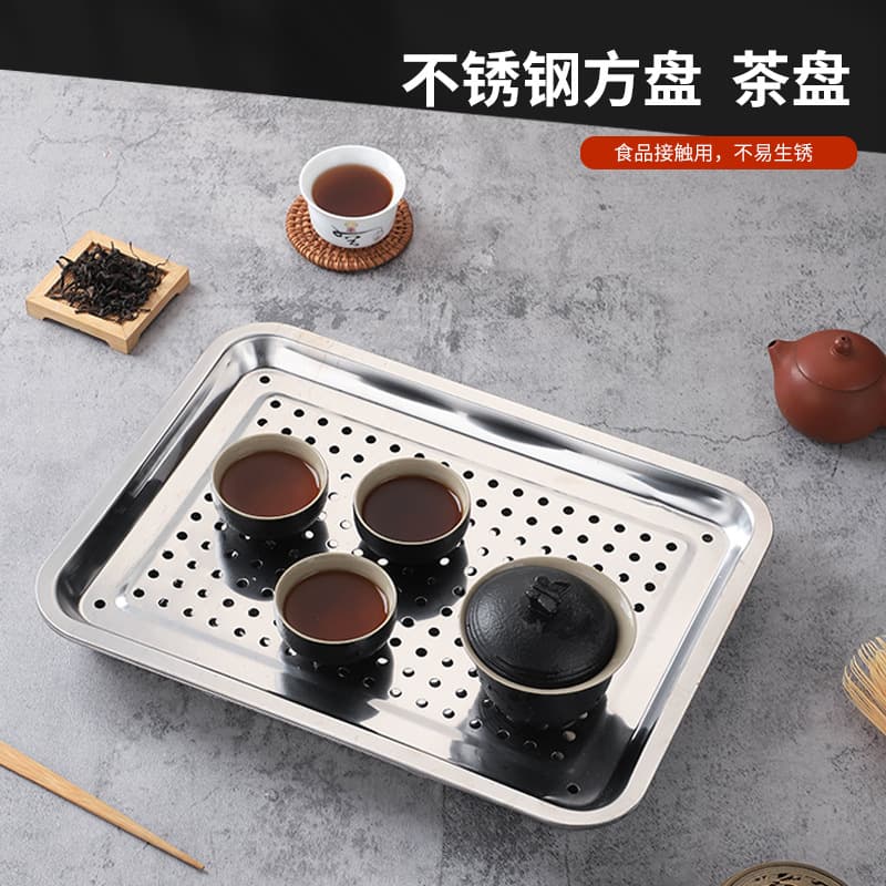 Stainless Steel Rectangular Drain Tray - Household Tea Tray, Dumpling Drain Tray, Deep Drain Steam Basin, Filter Water Oil Control Tray