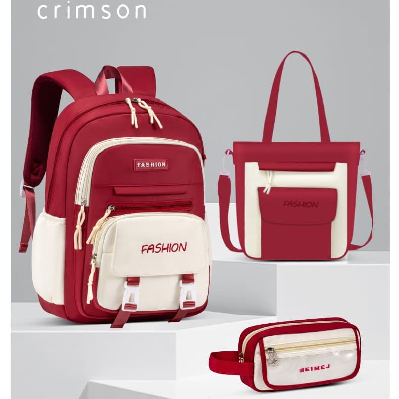 New Student Backpack for Grades 1-3-6, Simple Lightweight Children's Backpack, Junior High School Backpack Three-Piece Set