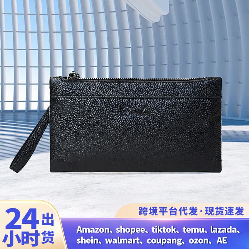 Simple Long Wallet for Men Casual Handheld Bag Large Capacity Cash Storage Pouch Soft Leather Men's Document Organizer Money Clip
