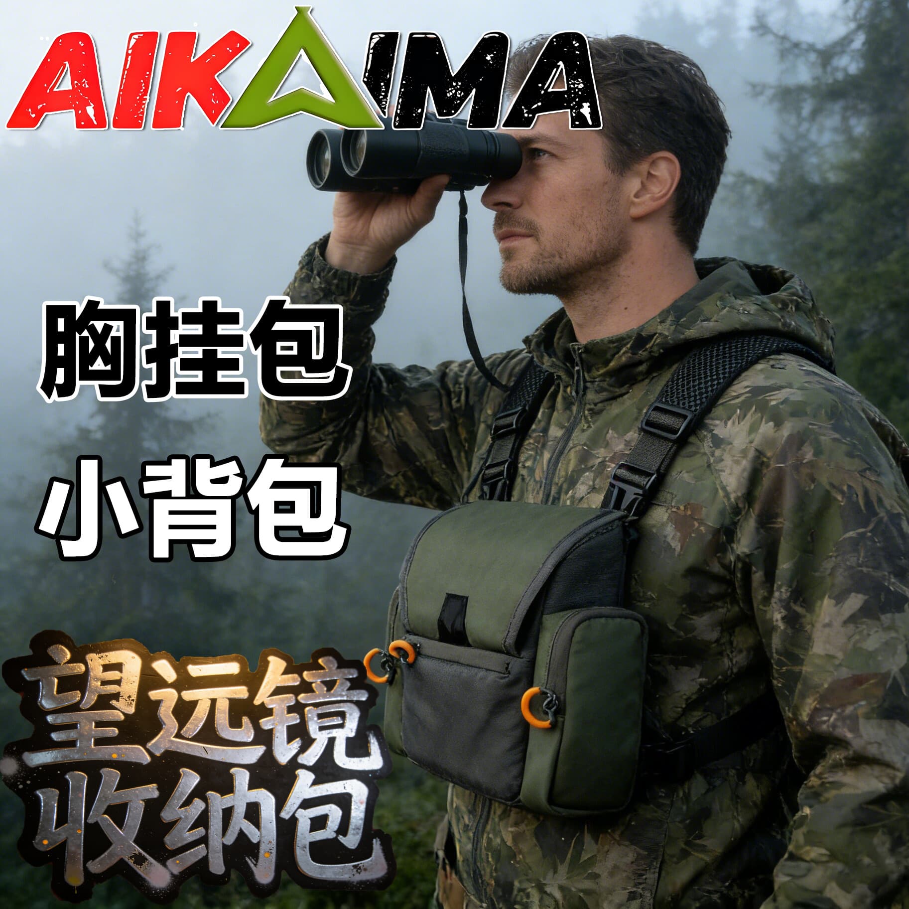 Amazon In-Stock Outdoor Hunting Telescope Bag Adjustable Binocular Chest Harness Bag Camouflage Chest Strap Bag
