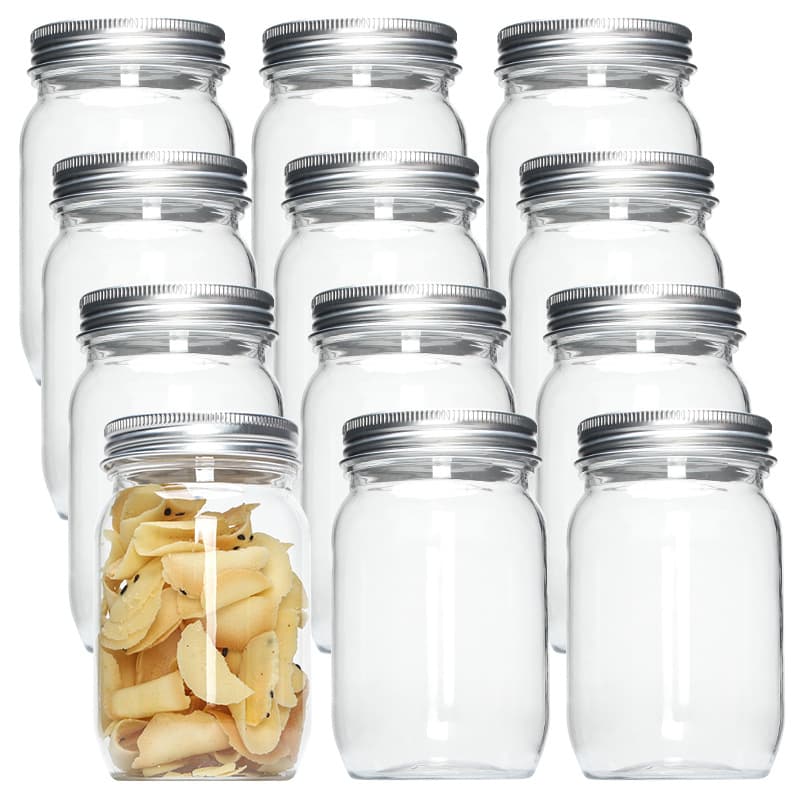 Cross-border plastic mason jar wide mouth bottle aluminum lid sealed food jar pet high transparency 250ml snack nut jar