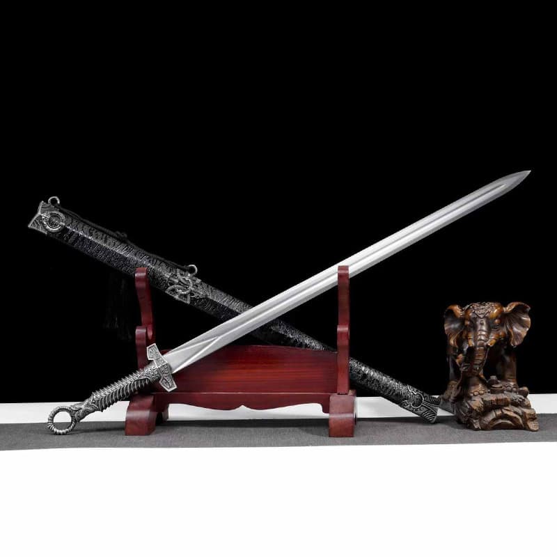 High manganese steel red flame Han sword Longquan long sword cold weapon Spring and Autumn King of Qin sword metal sword real sword ornaments unedged