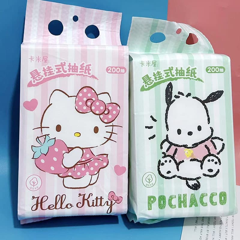 KT Cat & Pachacco Hanging Tissue 200 Sheets Wall-Mounted Facial Tissue Paper Towel Napkin