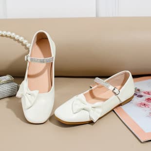 Cross-border Hot Selling Girls Leather Shoes Simple Versatile Performance Shoes One-strap Square Buckle Princess Shoes Export Shoes New Style