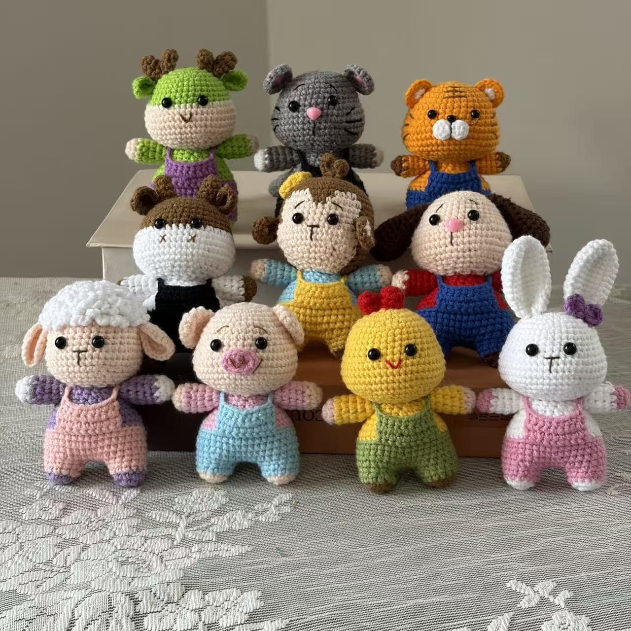 Twelve zodiac signs handmade diy hook wool animal doll keychain pendant gift crochet material package