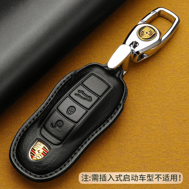 Genuine Leather Key Case Cover for Porsche 23 Cayenne 911 Panamera Macan 718
