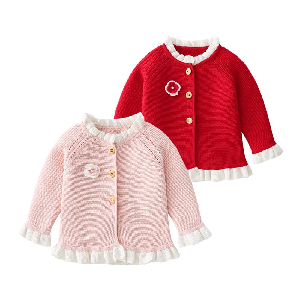 Cross-border Baby Wool Coat Autumn/Winter Knitted Cardigan Infant Outwear Lace Princess Versatile Knit Jacket