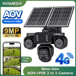 Cross-border Triple-lens Solar Camera AOV Low Power Camera 9MP HD Full Color 4G Solar Surveillance