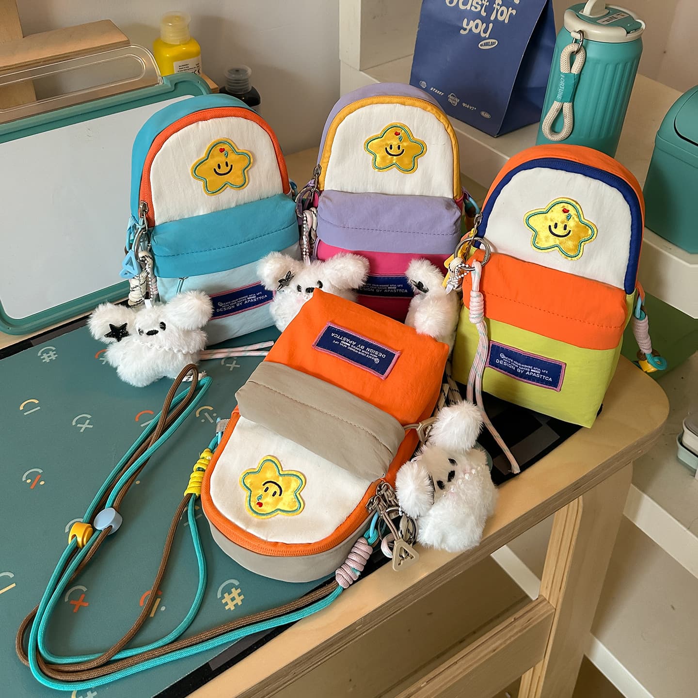 2026 New Trend Kids Crossbody Bag Candy Color Contrast Star Design Dopamine Shoulder Bag
