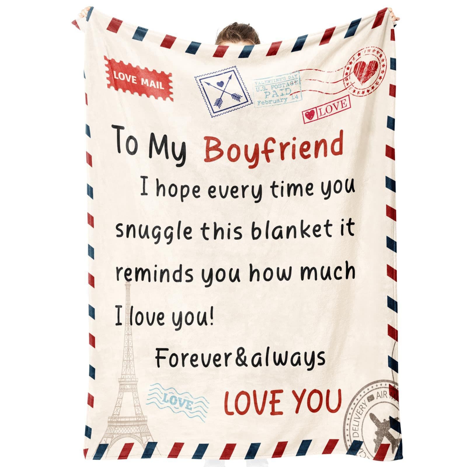 Cross-border Hot Selling Message Letter Flannel Blanket for Boyfriend Envelope-style Valentine's Day Letter Writing Blanket