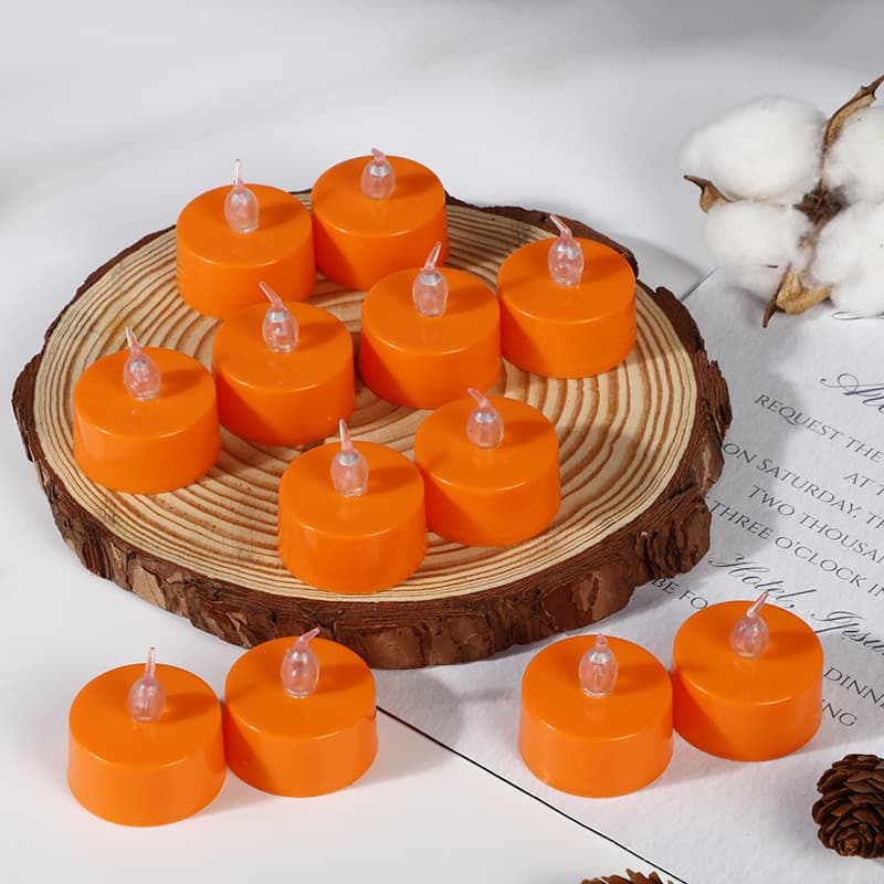 Electronic candle lamp cross-border hot sale led milky white core small tea wax halloween orange flameless yellow light small candle lamp