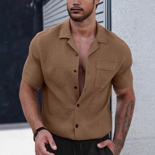 2025 cross-border men's short-sleeved T-shirts loose undershirt solid color short-sleeved shirts men's beach plus size men's short-sleeved shirts