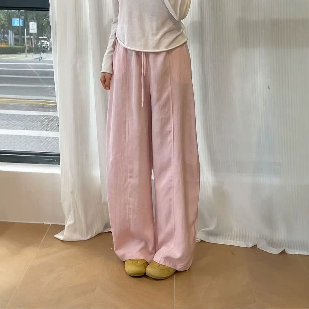 Lyocell Tencel Linen Curved Knife Pants Women Summer 2026 New High Waist Loose Slimming Drape Straight Wide Leg Pants