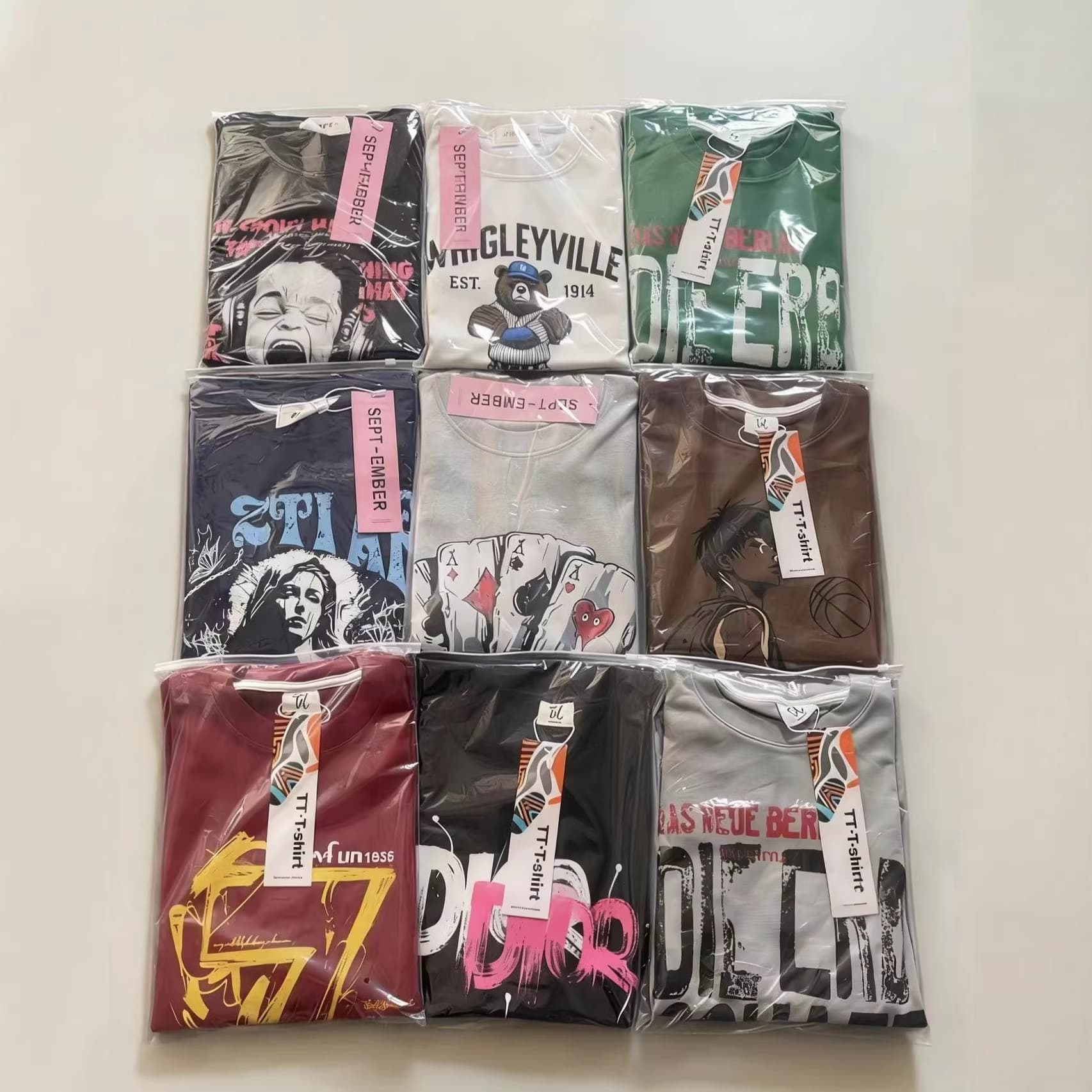 1688 Wholesale High-Quality Men's T-Shirt 400g American-Style Printed Heavyweight Pure Cotton Short Sleeve, Ample Stock for Export