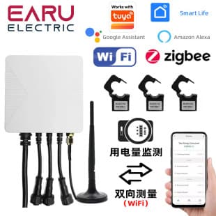 Tuya Smart Bidirectional Energy Meter, Supports WiFi/ZigBee, kWh Power Monitoring, Three-Phase/