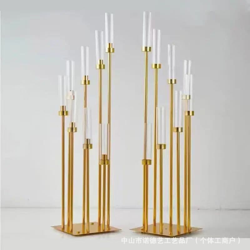 Wrought iron golden ornaments 8-head wedding props stage venue layout wedding road guide cross-border