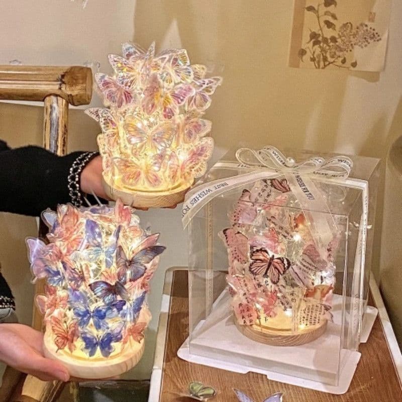 Adorable High-Fashion Butterfly Night Light Decor Handmade DIY Building Blocks Create a Dreamy Bedroom Ambiance