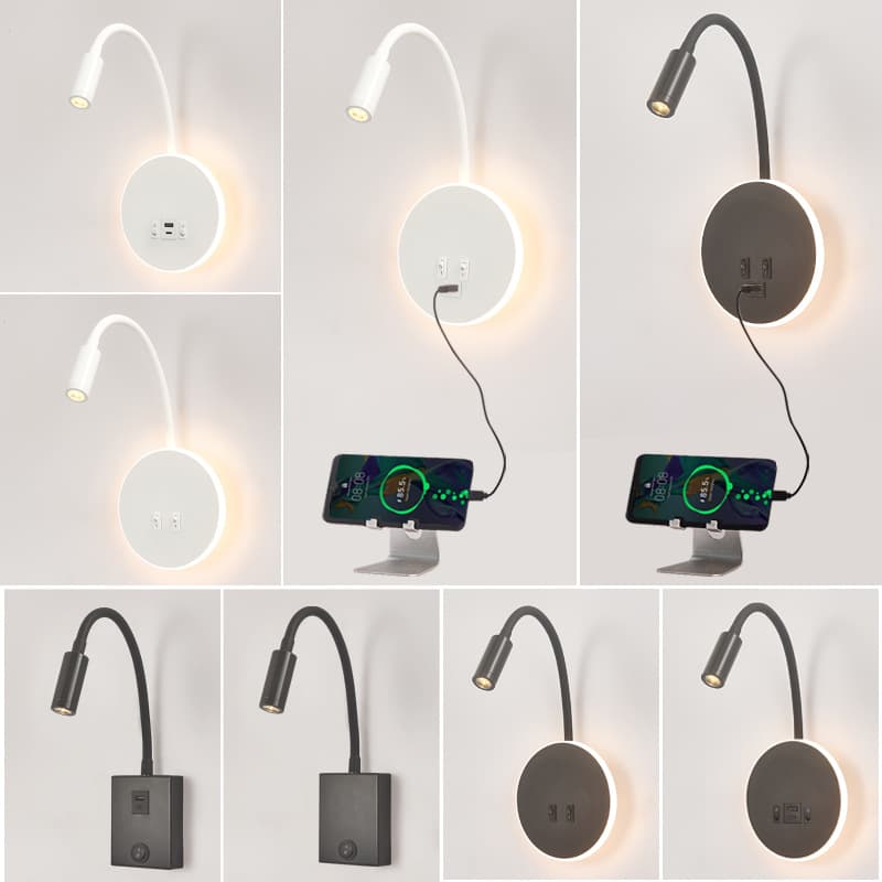 New Reading Bedside Wall Lamp, Modern Minimalist LED Creative Living Room Wall Light with USB