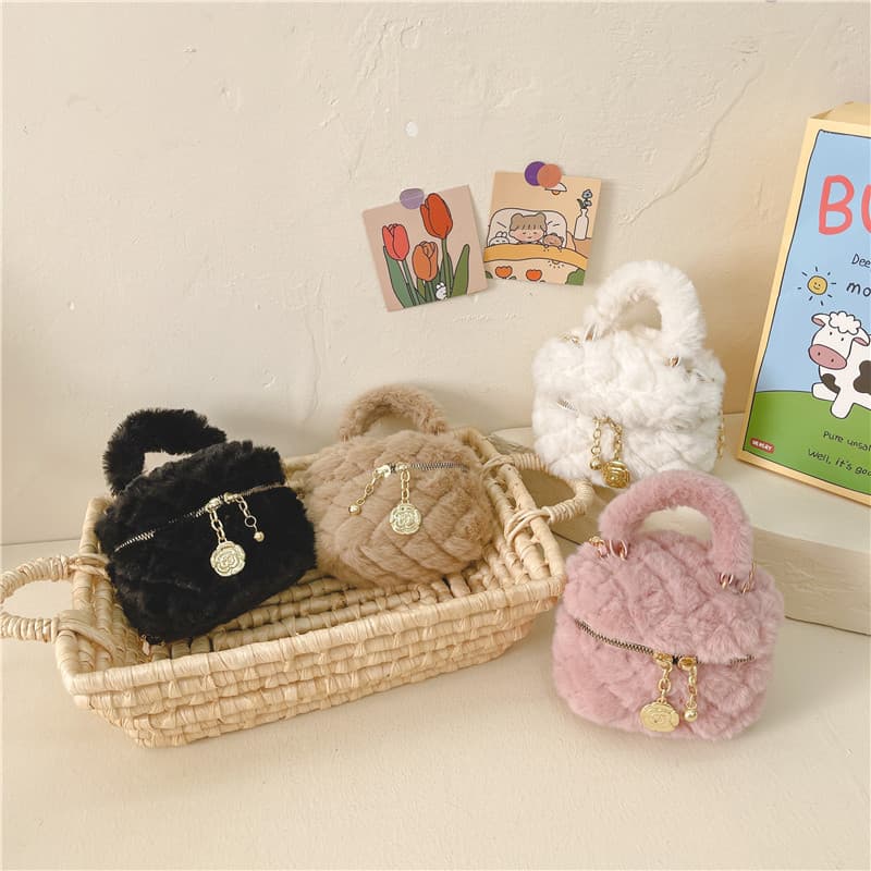 2023 New Fashion Sub-bag Winter Diamond Quilted Furry Box Bag, Plush Bucket Handheld/Shoulder Crossbody Bag Trendy