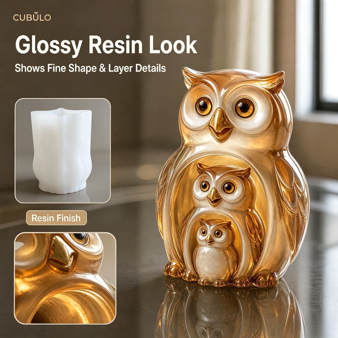 Three-layer parent-child owl silicone mold scented candle gypsum resin DIY hand-poured mold