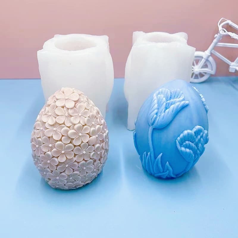 INS Egg Flower Aromatherapy Candle Silicone Mold DIY Embossed Horn Flower Oval Candle Plaster Home Ornament Mold