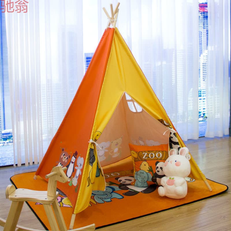Q3Y Family Room Children's Tent Cartoon Indoor Playhouse Indian Tent Boys Girls Baby Toy House Available