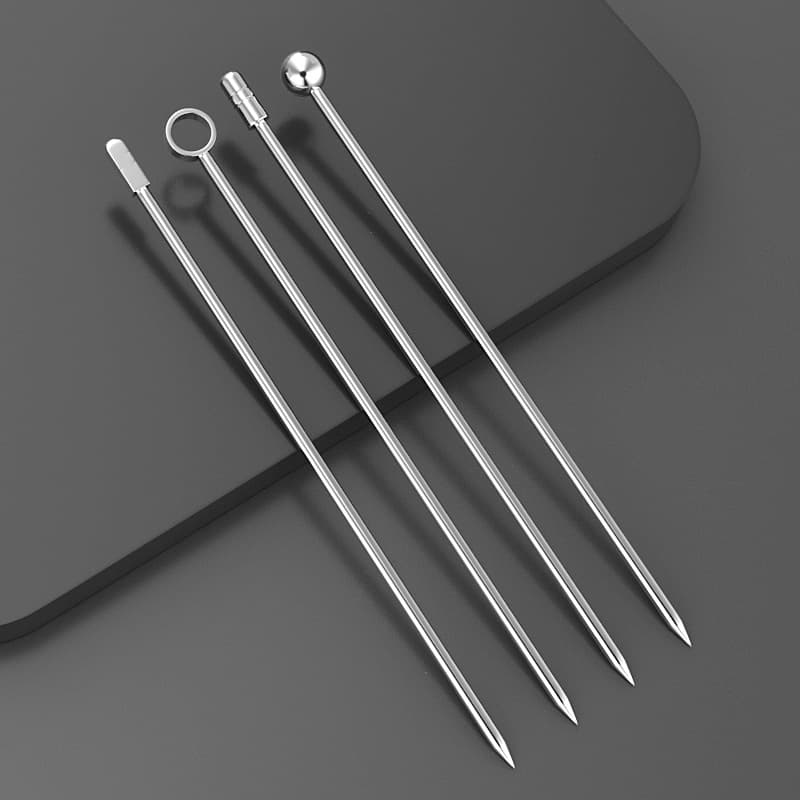 Cross-Border Stainless Steel 304 Martini Picks Cocktail Skewers Bar Bartending Tools Fruit Pins Stainless Alcohol Picks