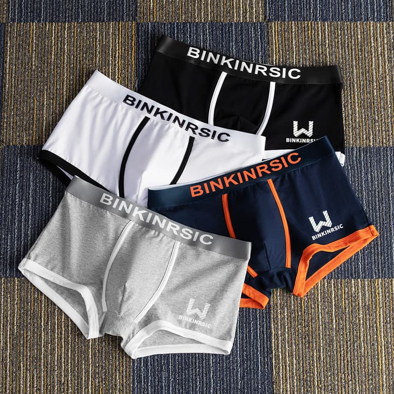 3-Pack Hong Kong Style Trendy Men's Boxer Briefs, Teenagers' Mid-Rise Four-Corner Breathable Antibacterial Crotch Men's Shorts