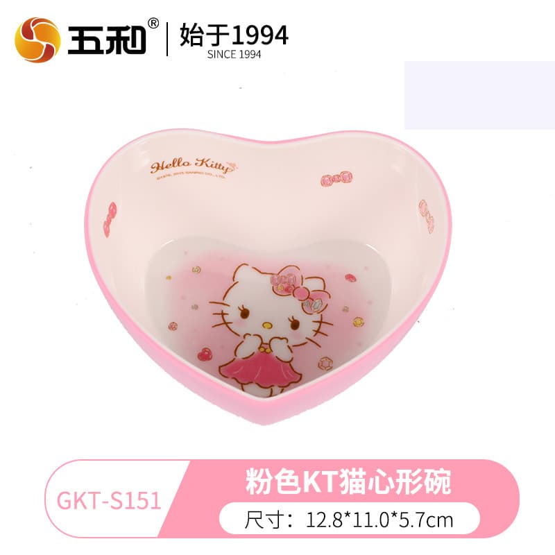 HelloKitty Kids Bowl Spoon Cup Cute Plate Melamine Drop-Resistant Feeding Bowl Cartoon Dish Tableware Wholesale