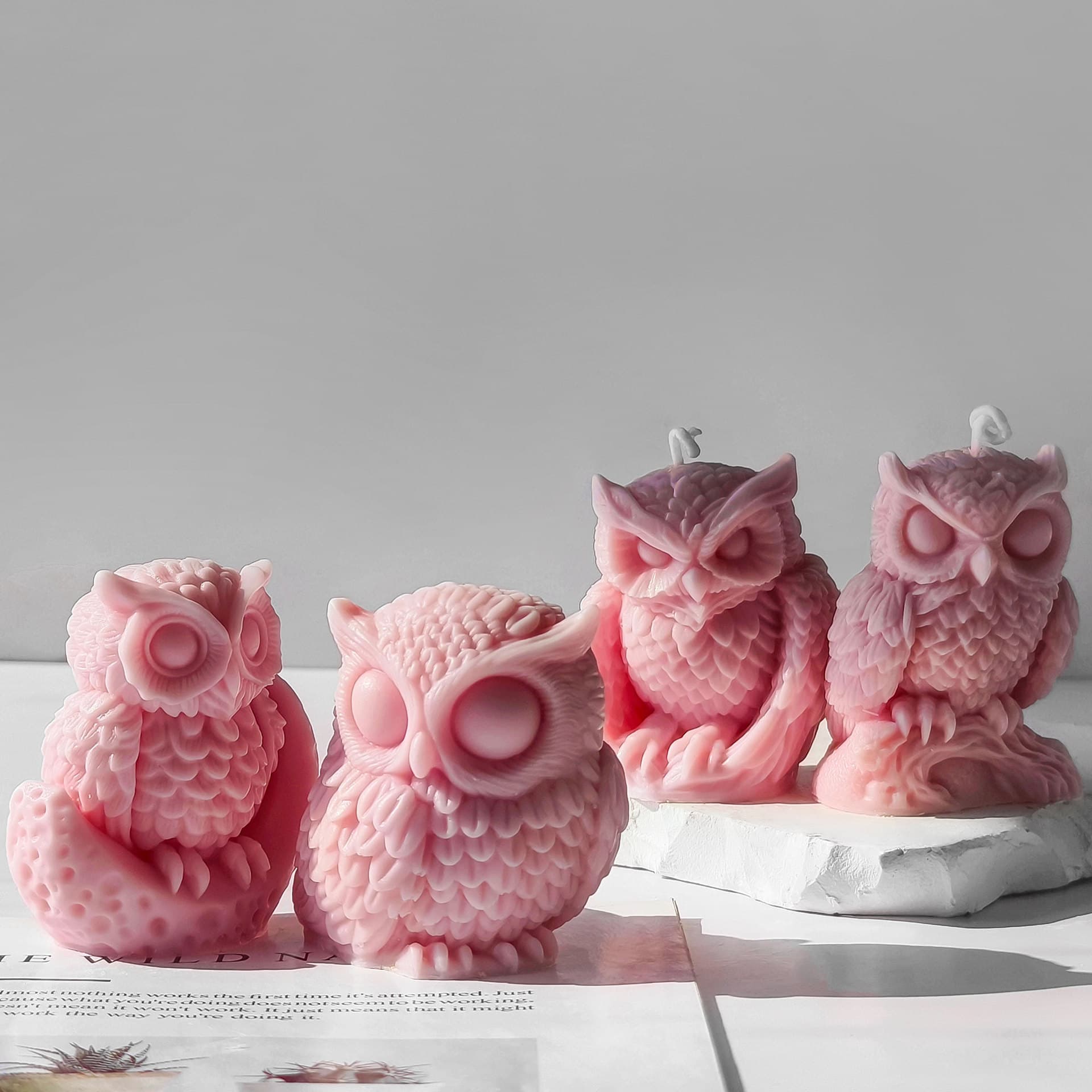 Owl scented candle silicone mold DIY animal owl ornaments crafts decorative plaster grinding tools