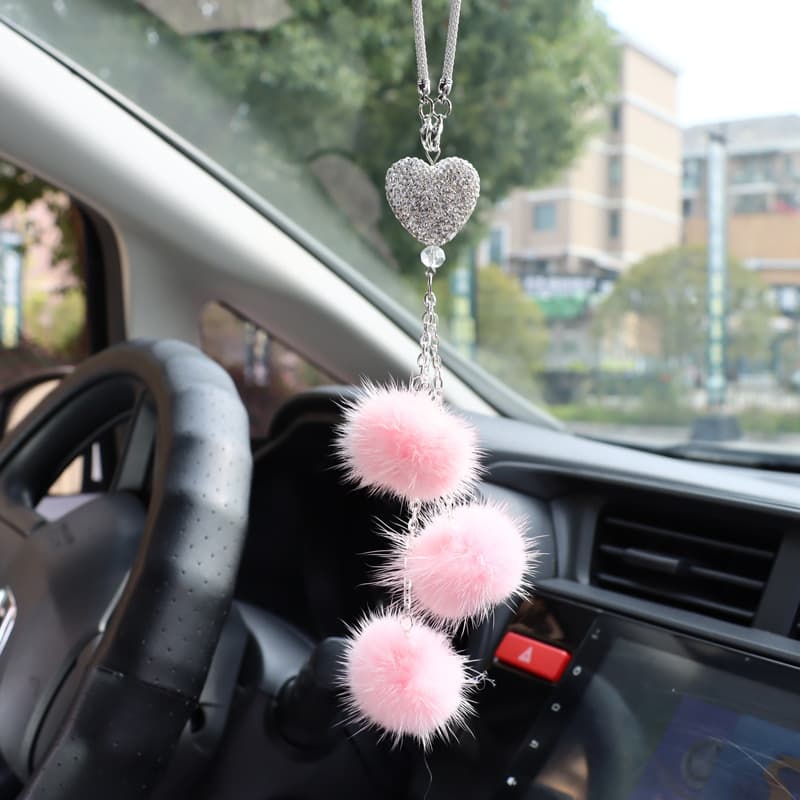 Amazon Exclusive Mink Fur Ball Car Hanging Ornament Car Interior Decoration