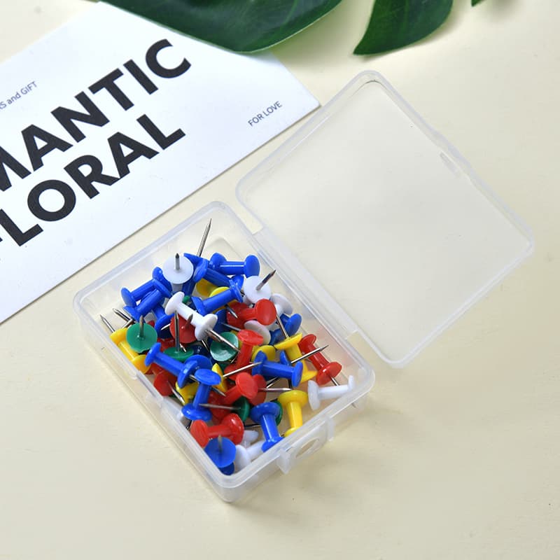 Boxed Natural Wood Thumbtacks, Cork Board Wooden Pins, Kindergarten Message Board Colored Push Pins, Head Tacks