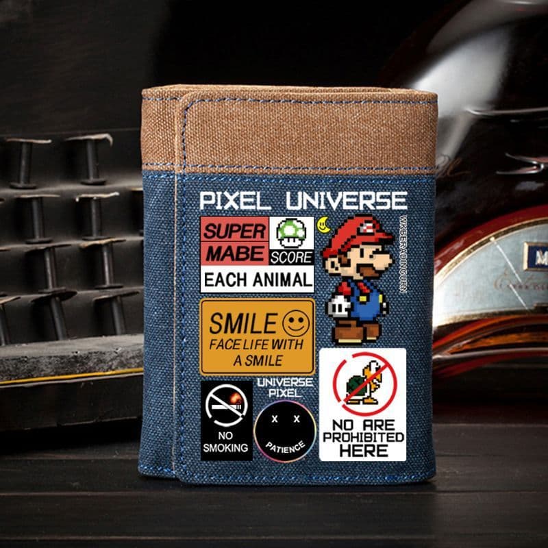 Cute Mario Wallet, Vertical Style, Fashionable and Trendy for Students and Teenagers, Game, Cartoon, Anime, and Related Product Card Holder