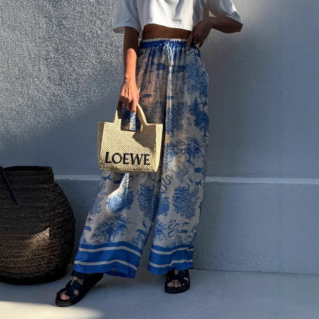 2025 Cross-border EU/US Trade AliExpress Amazon Women's Spring/Summer New Printed Wide-leg Straight Long Pants Casual