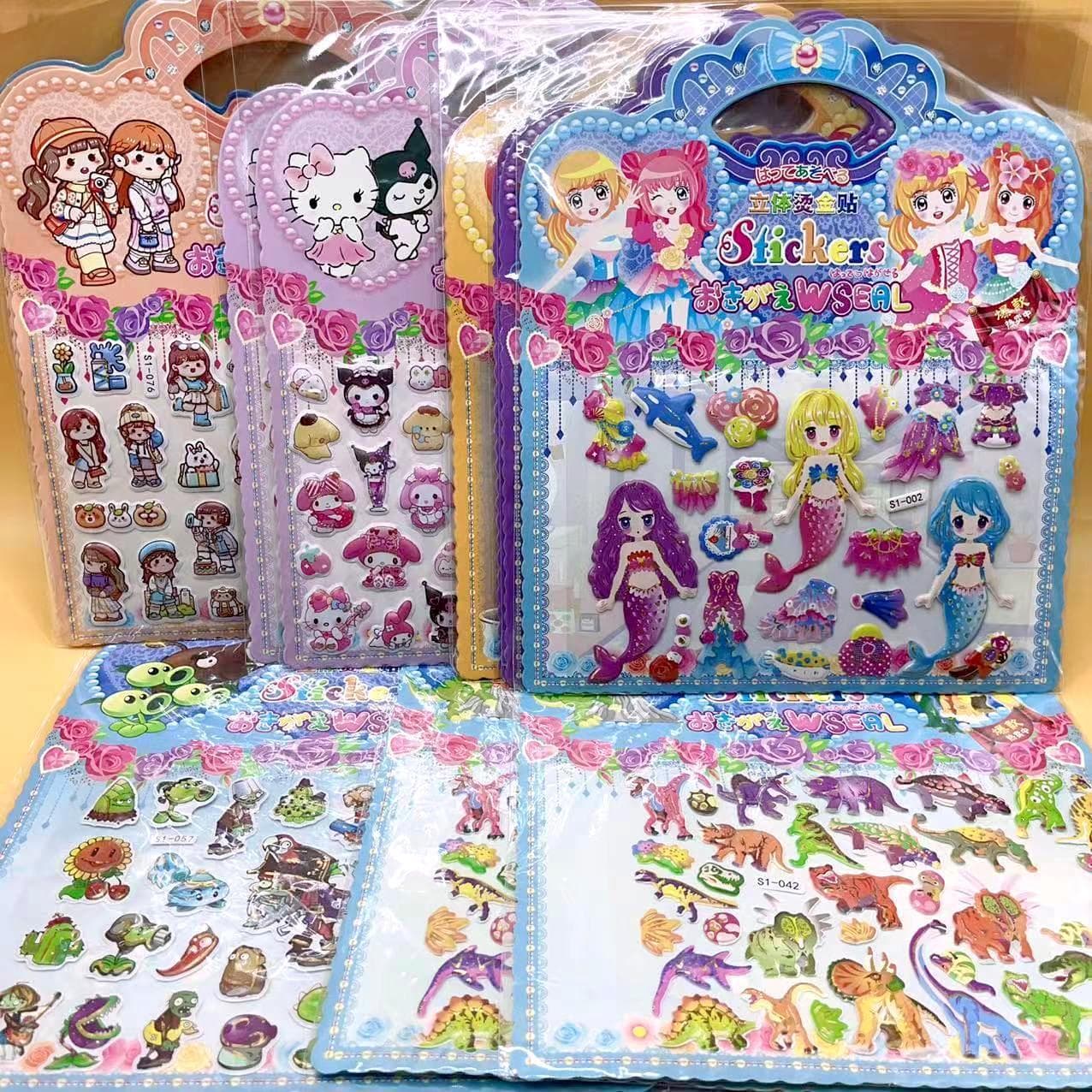 3D Pop-Up Bubble Stickers Cute Princess Dress-Up Stickers Kids Cartoon Stickers Embossed Stickers Kindergarten Small Gifts
