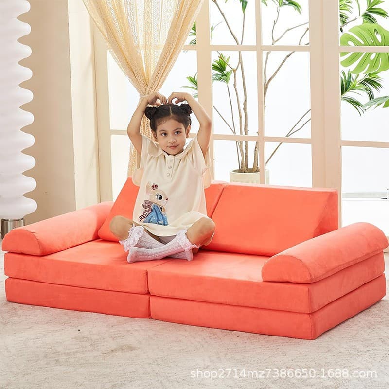 Kids Building Block Sofa Baby Reading Play Folding Sofa Set Light Luxury Style
