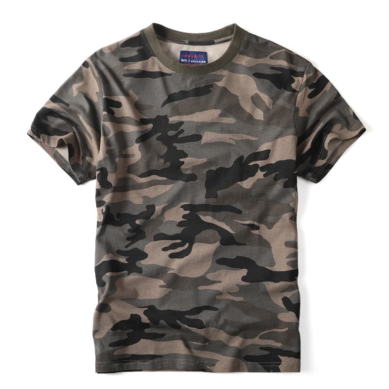 AFARMY men's camouflage T-shirt 250g heavy washed cotton fabric short-sleeved men's round neck military light retro