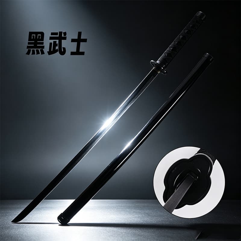 Black Wooden Katana Iaido Practice Wooden Sword Anime Cos Black Warrior Prop Sword Unsharpened Wood