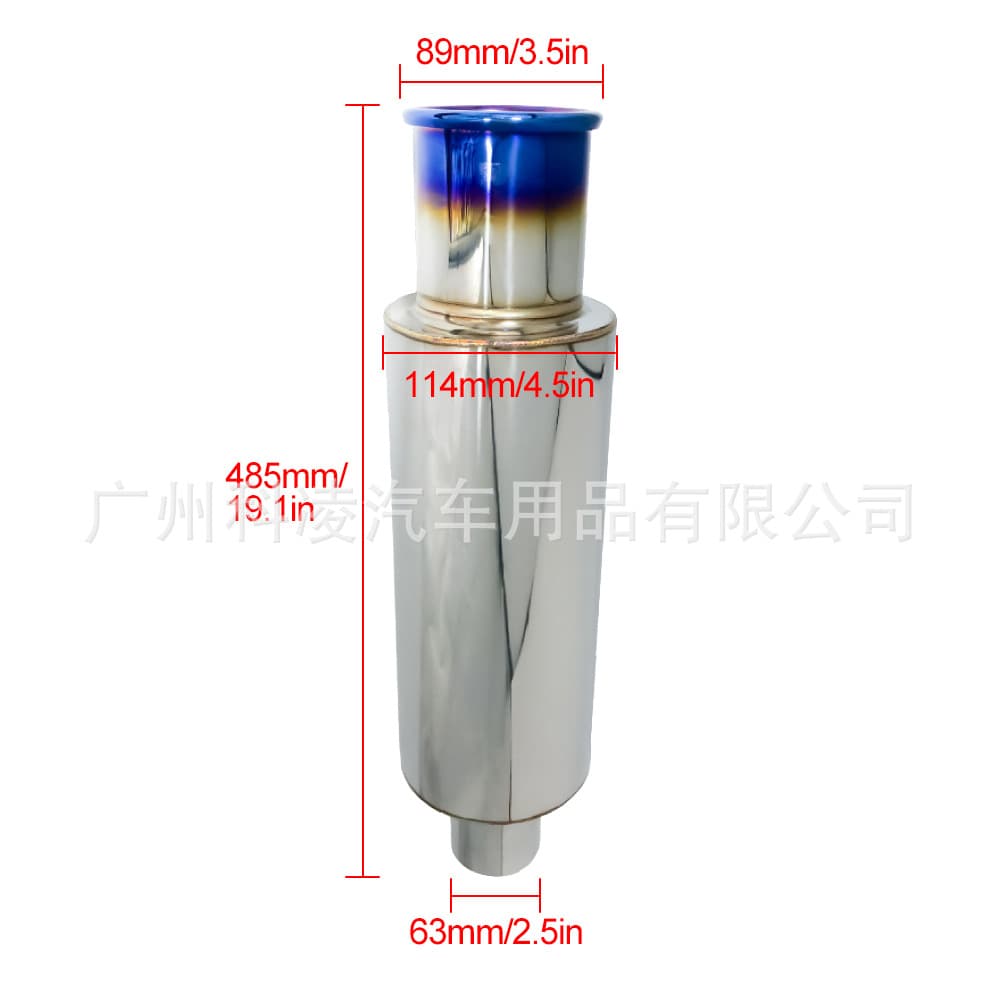 Universal Stainless Steel Straight Exhaust Pipe Rolled Tail Muffler Blue-Burnt Rolled Edge HKS Spoon Sport