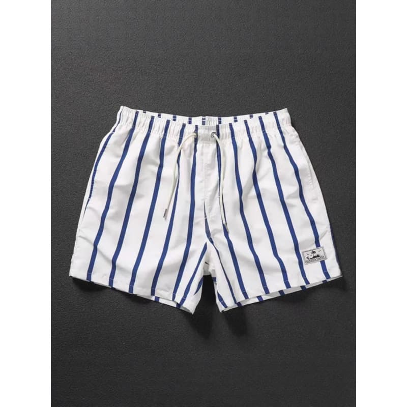 Men's shorts, summer trend, vertical stripes, loose large pants, casual, breathable, quick-drying, versatile beach pants for outer wear