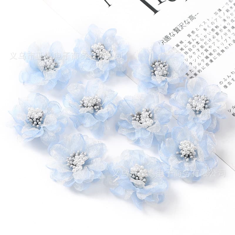Blue Artificial Flowers DIY Hairpin Headpiece Decoration Scene Setup Premium Realistic Look