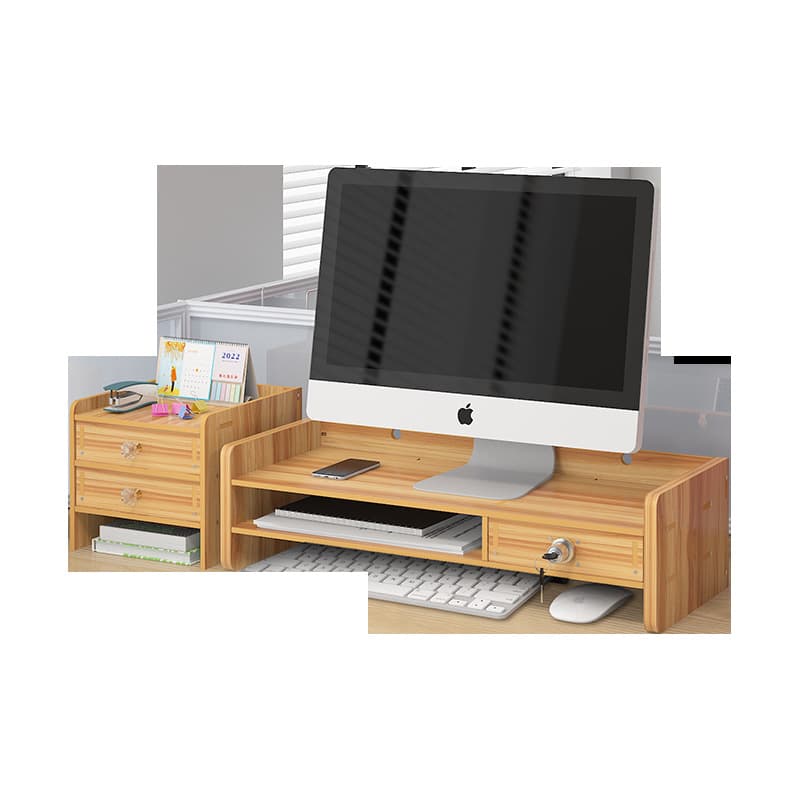 Computer monitor riser, office desktop/workstation keyboard organizer, multi-space storage rack for miscellaneous items