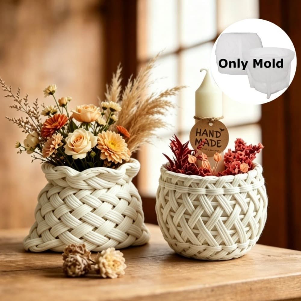Silicone mold for woven flower pots, handmade resin aromatherapy ornaments, DIY three-dimensional storage jar pouring mold
