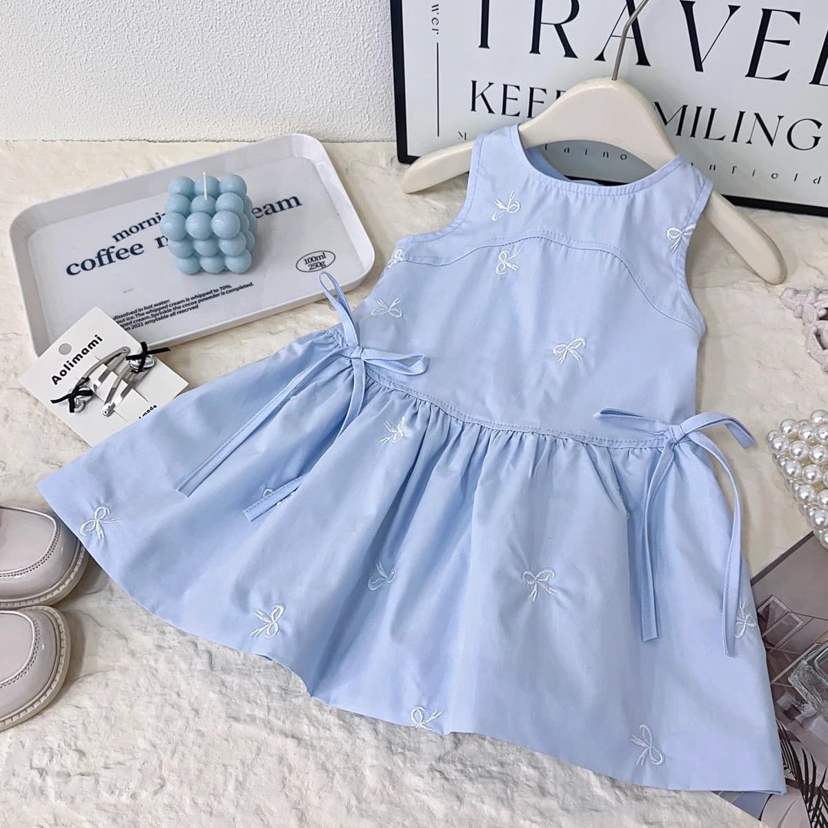 Girls summer bow dress Korean style western style sleeveless vest dress baby girl summer dress children princess dress
