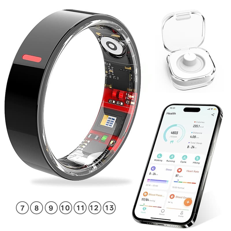 Cross-border Smart Ring Heart Rate Blood Oxygen Blood Pressure Blood Glucose Sleep HRV Health Step Tracking Sports Bluetooth