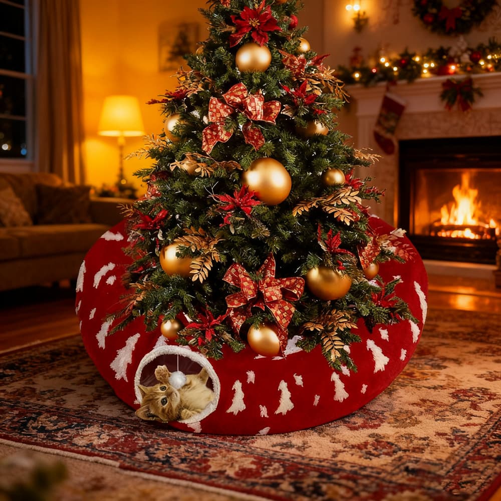 Foreign trade hot-selling Christmas pet cat tunnel festive atmosphere cat drilling tunnel nest custom folding cat channel