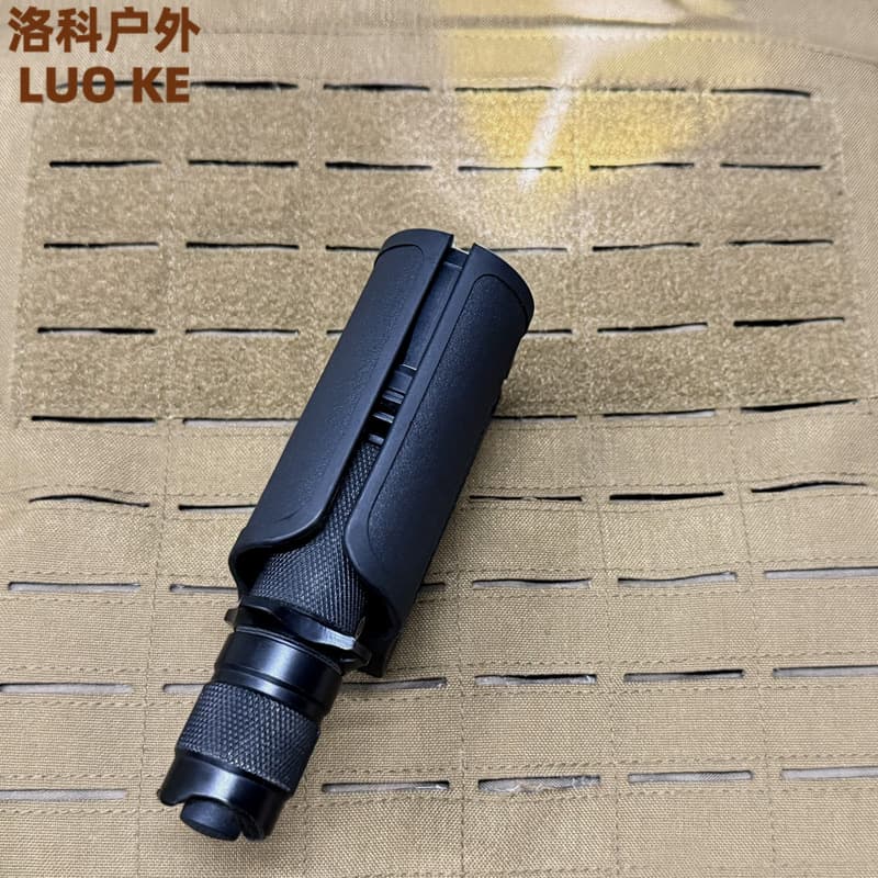 Plastic steel quick-draw flashlight cover Tactical flashlight protective cover 360-degree rotating flashlight cover Tactical belt quick-draw cover