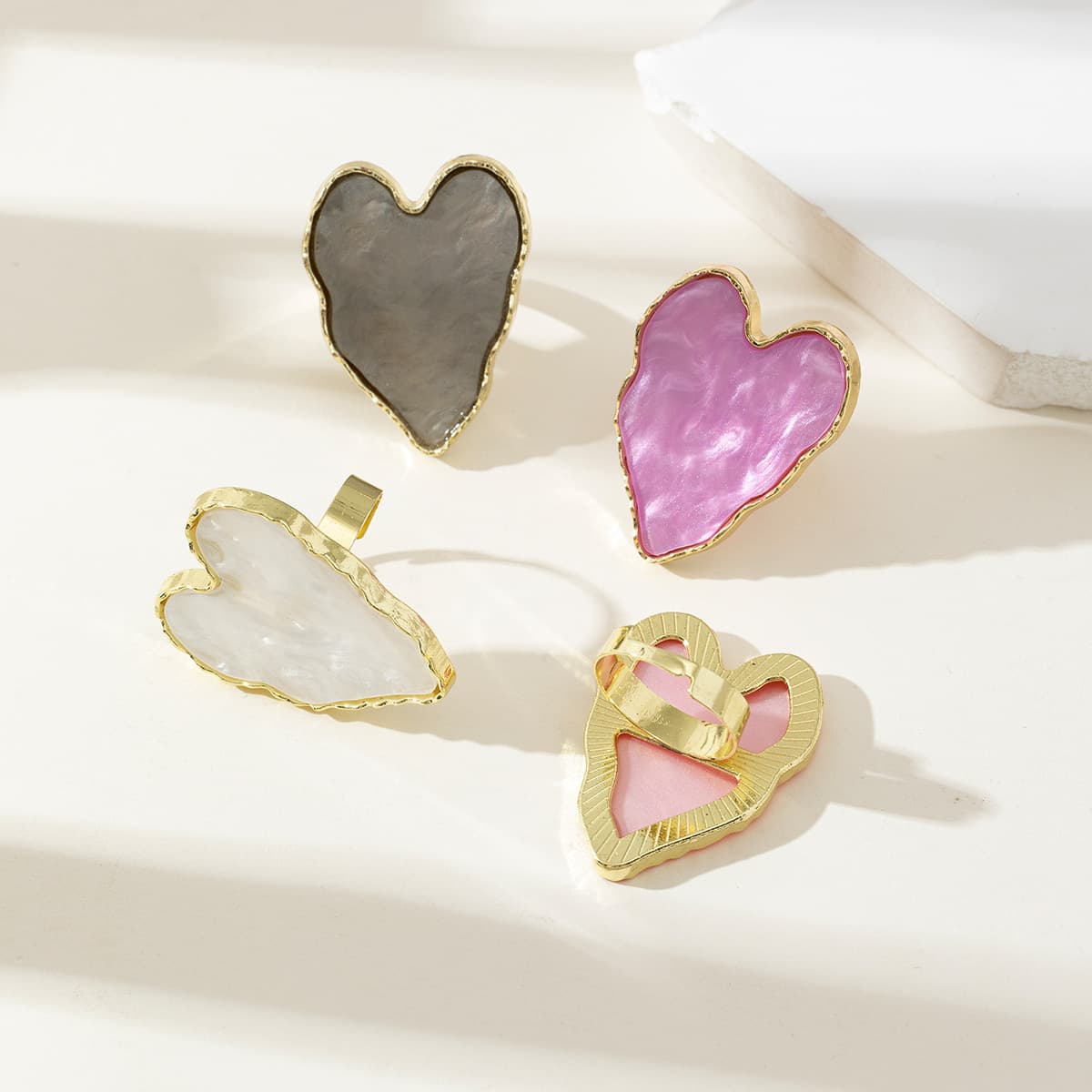 New cross-border Japanese style nail art ring with metal color palette, shell design, and agate texture.
